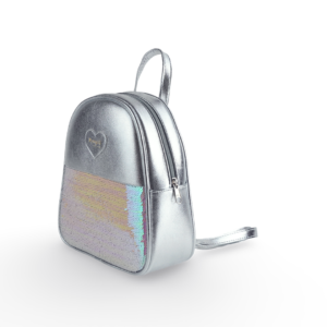 Mochila plateada para niña con brillantes Pampili para niña